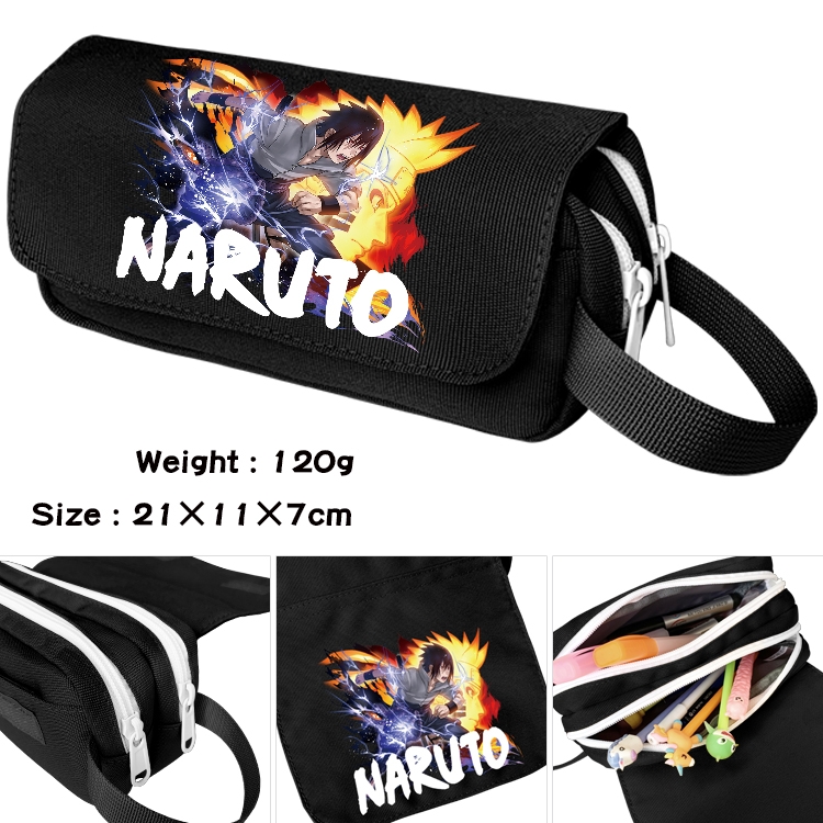 Naruto Anime waterproof canvas portable double-layer pencil bag cosmetic bag 21x11x7cm