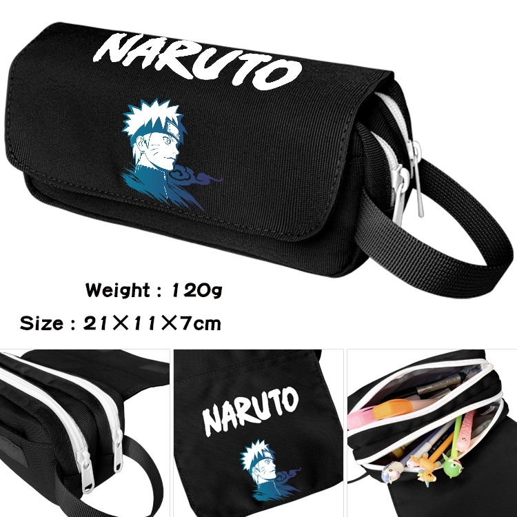 Naruto Anime waterproof canvas portable double-layer pencil bag cosmetic bag 21x11x7cm