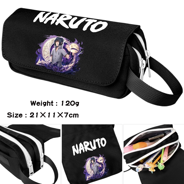 Naruto Anime waterproof canvas portable double-layer pencil bag cosmetic bag 21x11x7cm