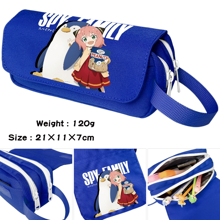 SPY×FAMILY Anime waterproof canvas portable double-layer pencil bag cosmetic bag 21x11x7cm