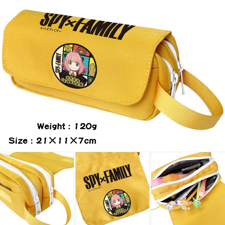 SPY×FAMILY Anime waterproof canvas portable double-layer pencil bag cosmetic bag 21x11x7cm