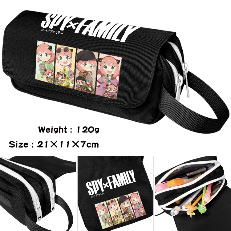 SPY×FAMILY Anime waterproof canvas portable double-layer pencil bag cosmetic bag 21x11x7cm