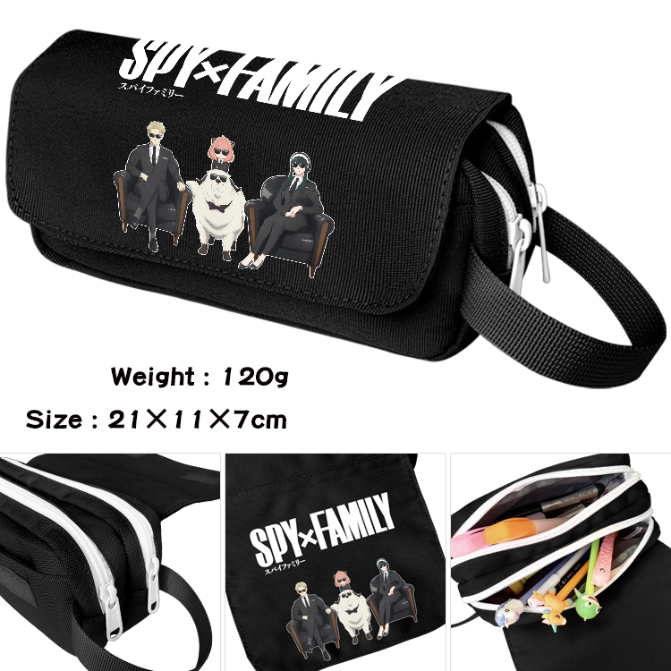 SPY×FAMILY Anime waterproof canvas portable double-layer pencil bag cosmetic bag 21x11x7cm