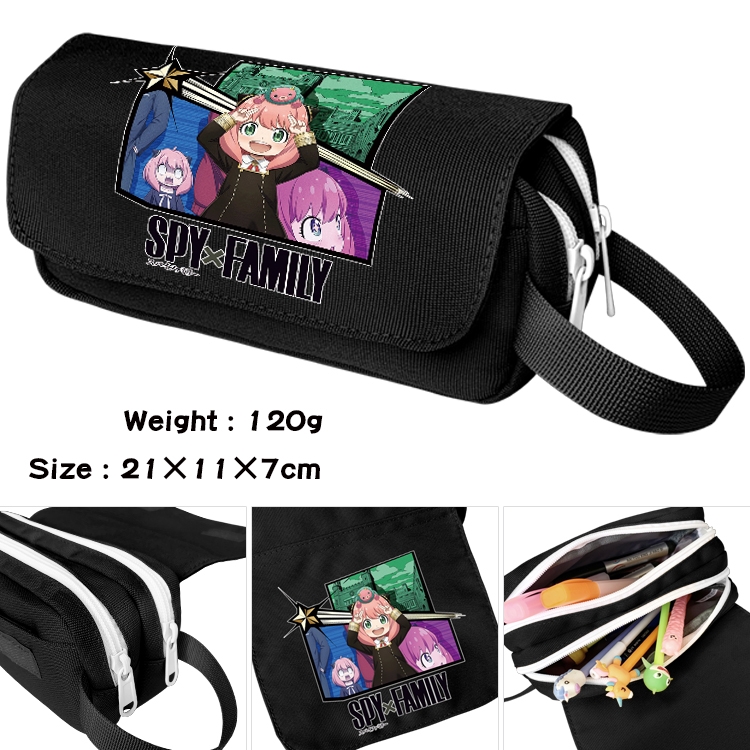 SPY×FAMILY Anime waterproof canvas portable double-layer pencil bag cosmetic bag 21x11x7cm