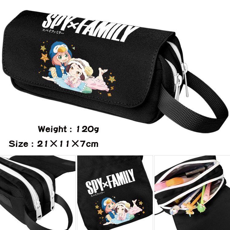 SPY×FAMILY Anime waterproof canvas portable double-layer pencil bag cosmetic bag 21x11x7cm