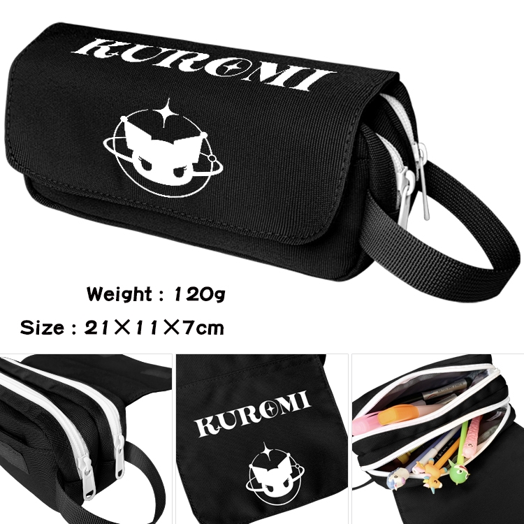 Kuromi and Melody Cartoon waterproof canvas portable double-layer pencil bag cosmetic bag 21x11x7cm