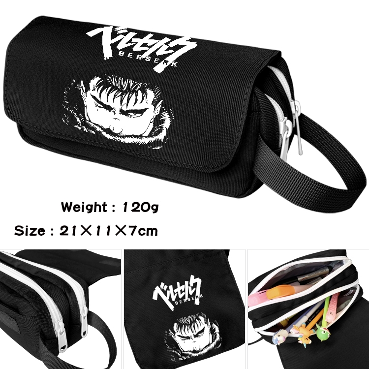 Berserk Anime waterproof canvas portable double-layer pencil bag cosmetic bag 21x11x7cm