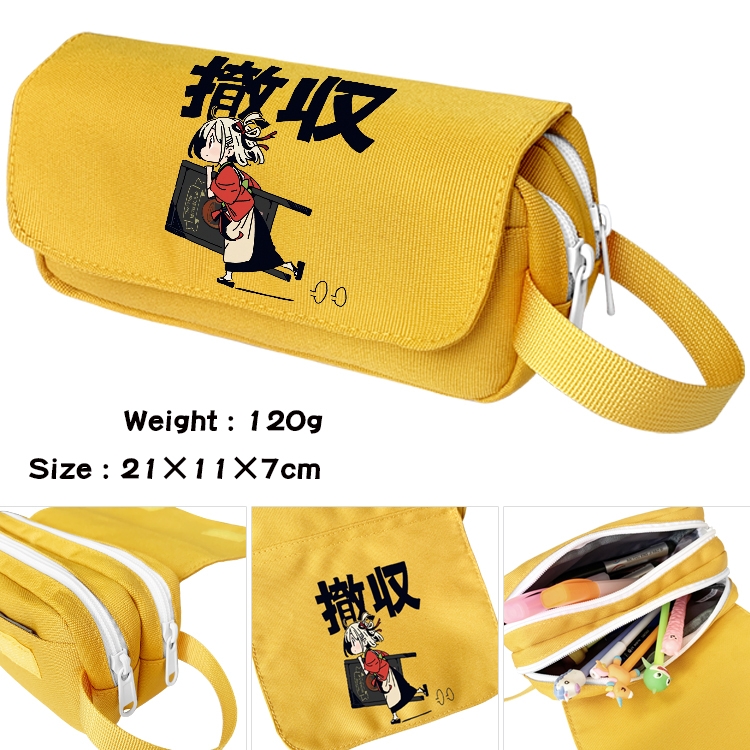 Lycoris Recoil  Anime waterproof canvas portable double-layer pencil bag cosmetic bag 21x11x7cm