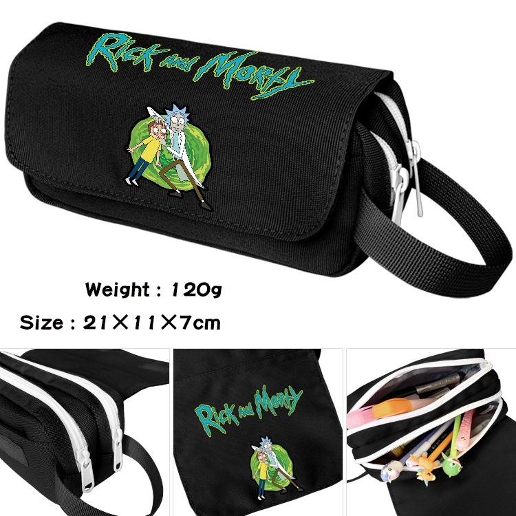 Rick and Morty Anime waterproof canvas portable double-layer pencil bag cosmetic bag 21x11x7cm