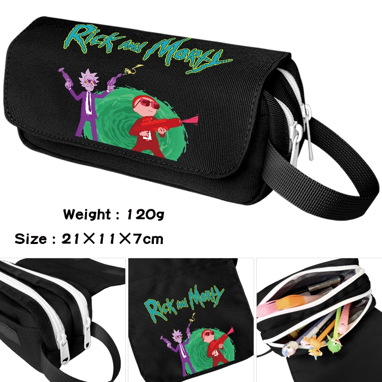 Rick and Morty Anime waterproof canvas portable double-layer pencil bag cosmetic bag 21x11x7cm