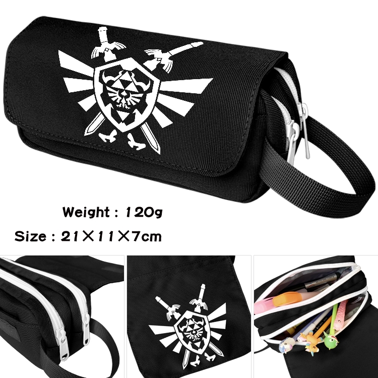 The Legend of Zelda Anime waterproof canvas portable double-layer pencil bag cosmetic bag 21x11x7cm