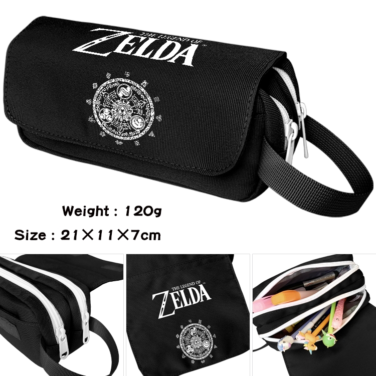 The Legend of Zelda Anime waterproof canvas portable double-layer pencil bag cosmetic bag 21x11x7cm