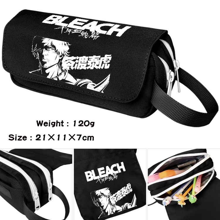 Bleach Anime waterproof canvas portable double-layer pencil bag cosmetic bag 21x11x7cm