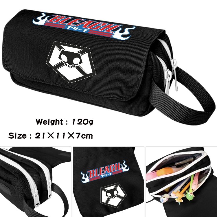 Bleach Anime waterproof canvas portable double-layer pencil bag cosmetic bag 21x11x7cm