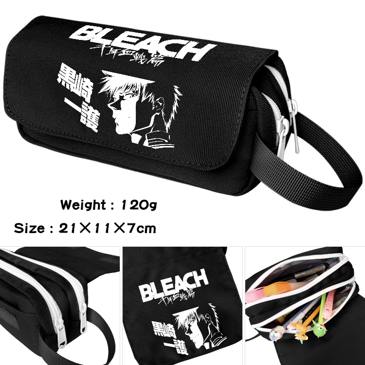 Bleach Anime waterproof canvas portable double-layer pencil bag cosmetic bag 21x11x7cm