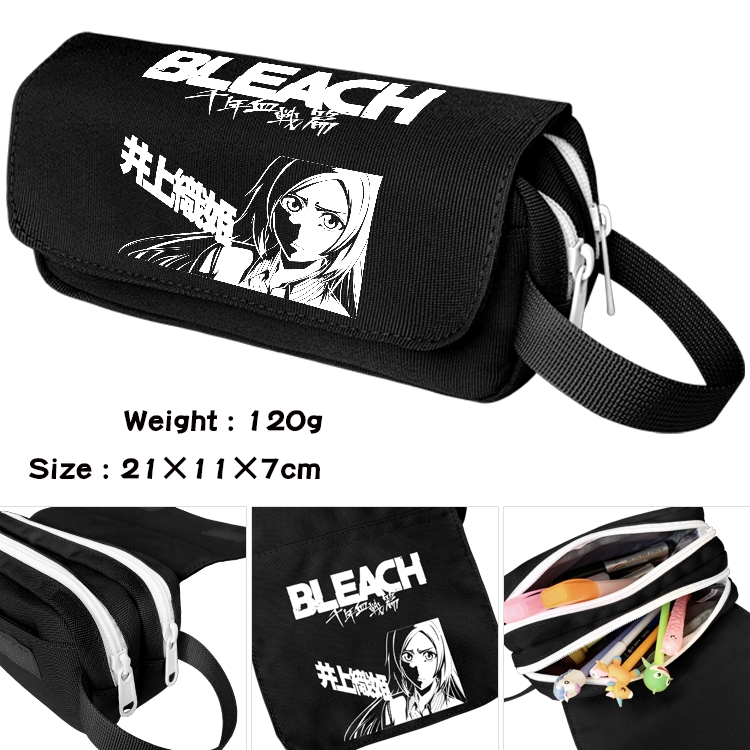 Bleach Anime waterproof canvas portable double-layer pencil bag cosmetic bag 21x11x7cm