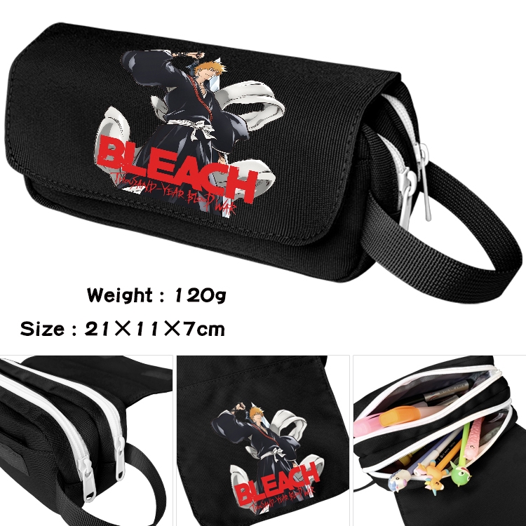 Bleach Anime waterproof canvas portable double-layer pencil bag cosmetic bag 21x11x7cm