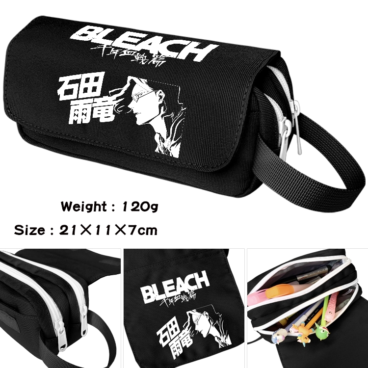 Bleach Anime waterproof canvas portable double-layer pencil bag cosmetic bag 21x11x7cm