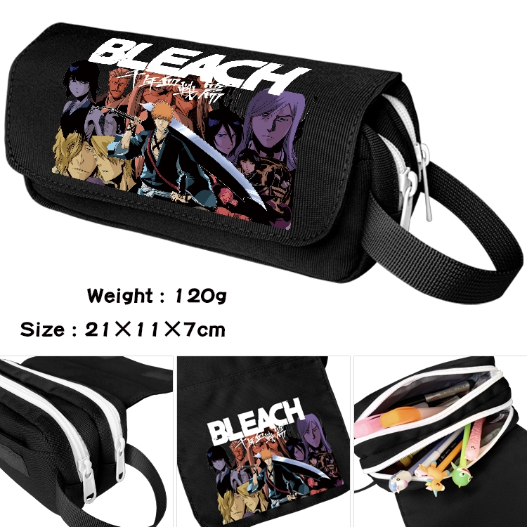 Bleach Anime waterproof canvas portable double-layer pencil bag cosmetic bag 21x11x7cm