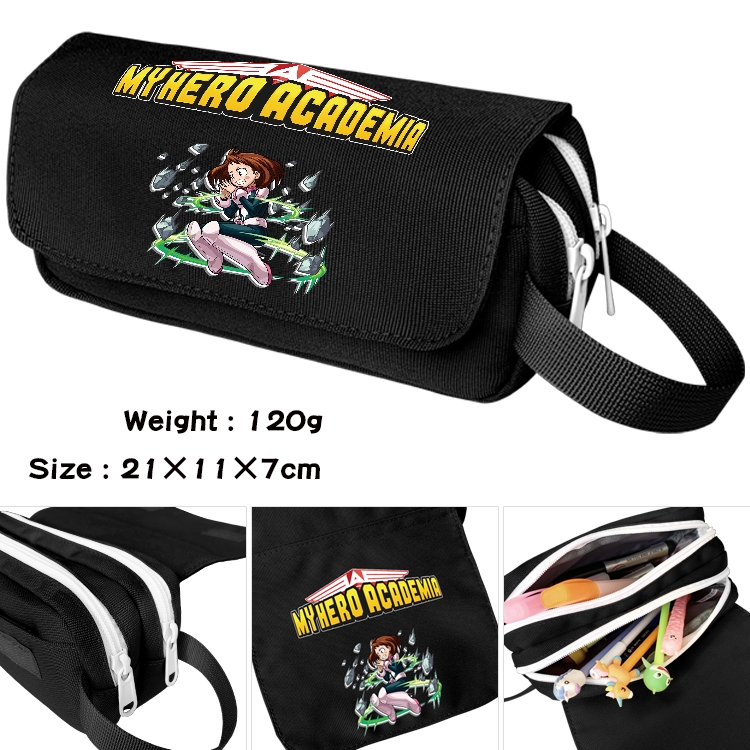 My Hero Academia Anime waterproof canvas portable double-layer pencil bag cosmetic bag 21x11x7cm