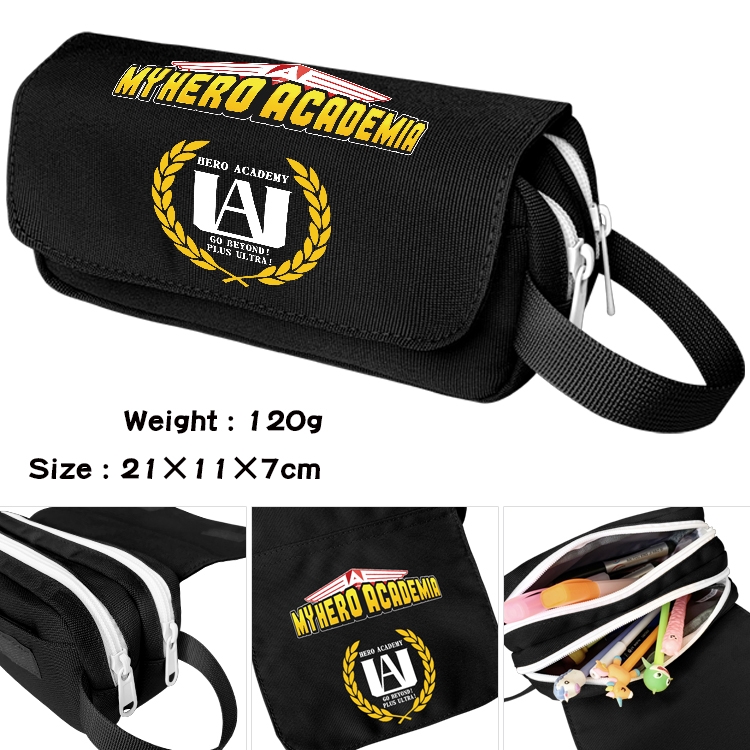 My Hero Academia Anime waterproof canvas portable double-layer pencil bag cosmetic bag 21x11x7cm