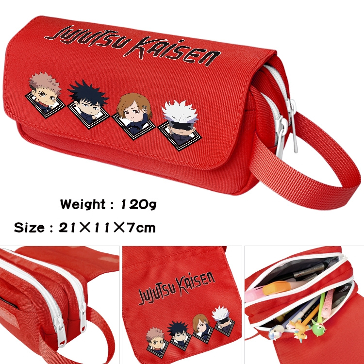 Jujutsu Kaisen Anime waterproof canvas portable double-layer pencil bag cosmetic bag 21x11x7cm