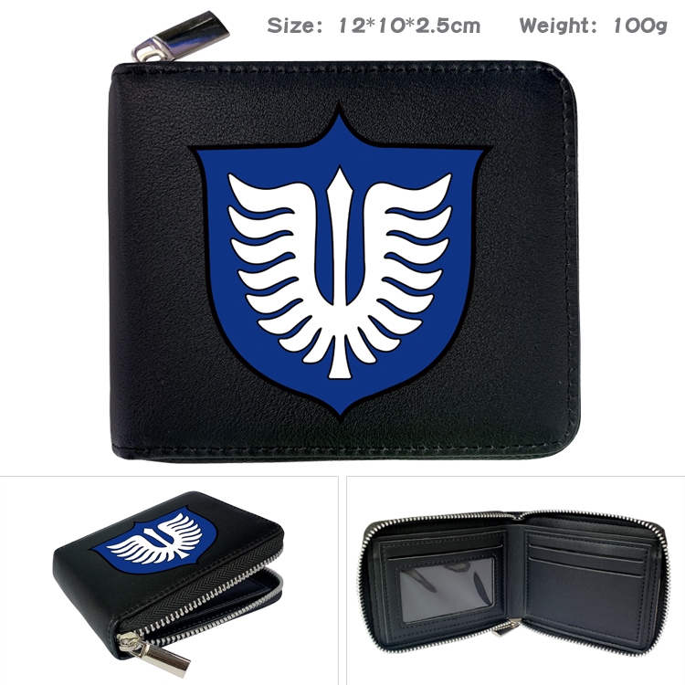 Berserk  Anime zipper black leather half-fold wallet 12X10X2.5CM