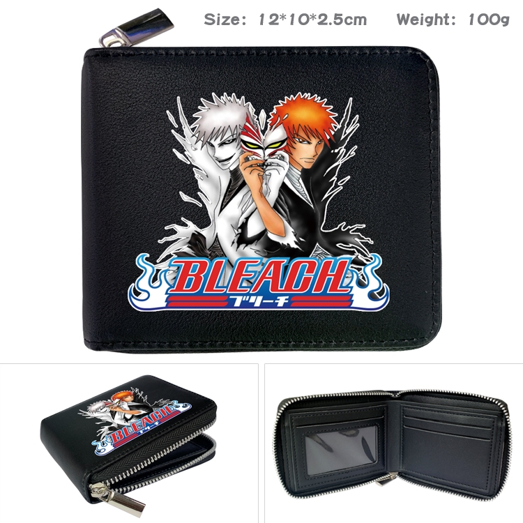 Sonic The Hedgehog Anime zipper black leather half-fold wallet 12X10X2.5CM