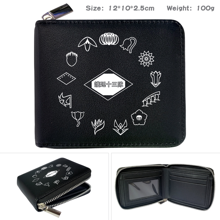 Sonic The Hedgehog Anime zipper black leather half-fold wallet 12X10X2.5CM