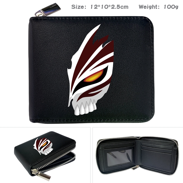 Sonic The Hedgehog Anime zipper black leather half-fold wallet 12X10X2.5CM