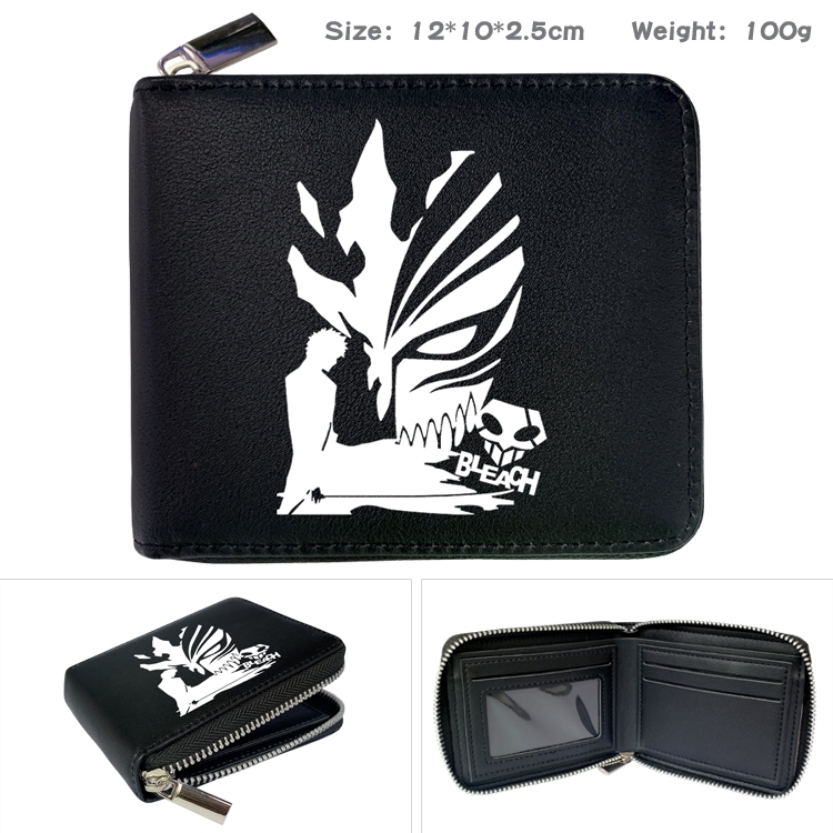 Sonic The Hedgehog Anime zipper black leather half-fold wallet 12X10X2.5CM