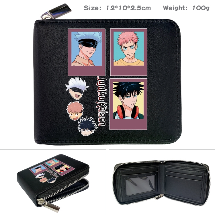 Jujutsu Kaisen Anime zipper black leather half-fold wallet 12X10X2.5CM