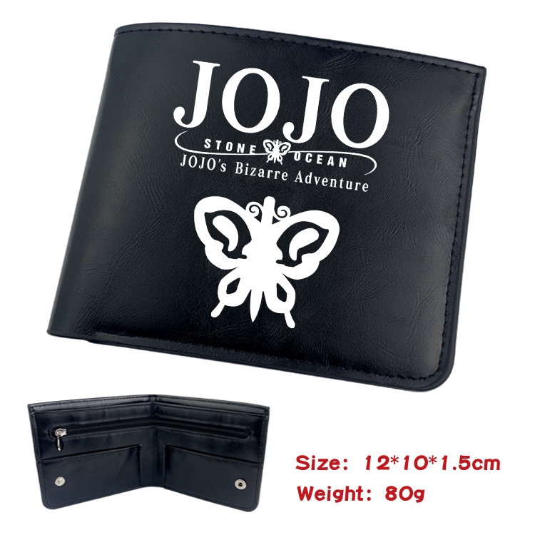 JoJos Bizarre Adventure Animation soft leather inner buckle black leather wallet 12X10X1.5CM