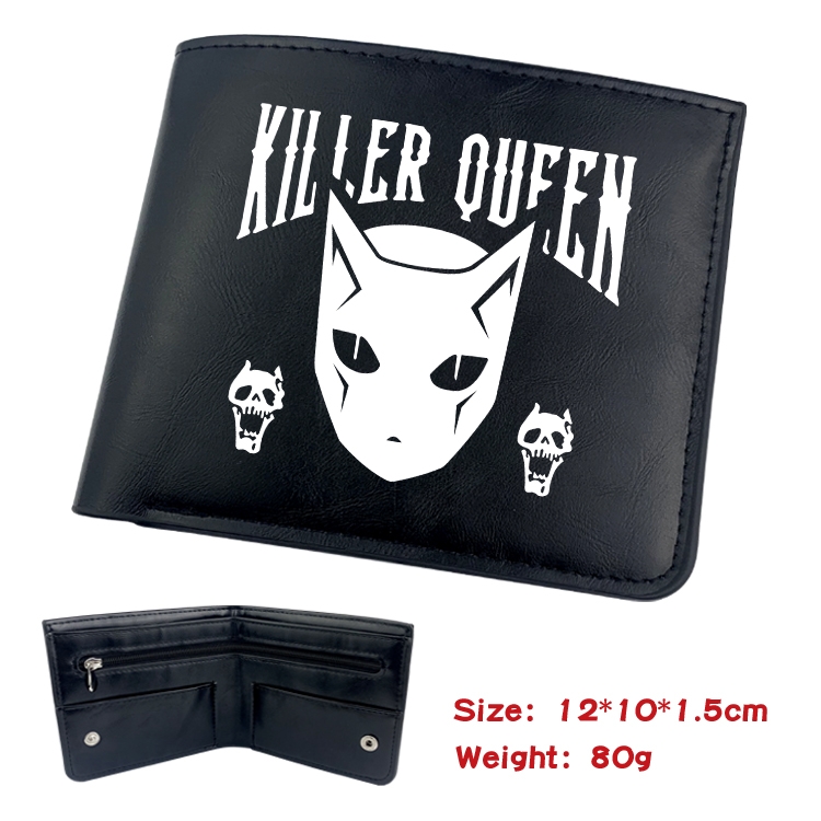 JoJos Bizarre Adventure Animation soft leather inner buckle black leather wallet 12X10X1.5CM