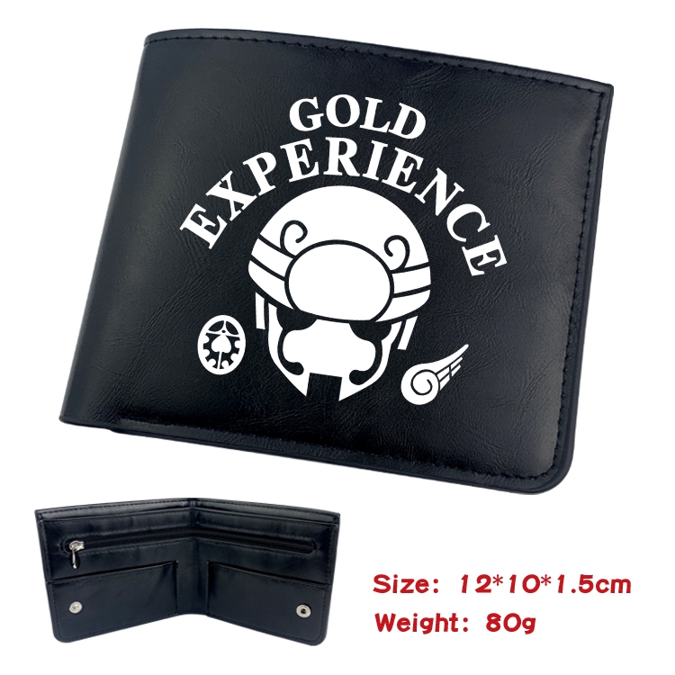 JoJos Bizarre Adventure Animation soft leather inner buckle black leather wallet 12X10X1.5CM