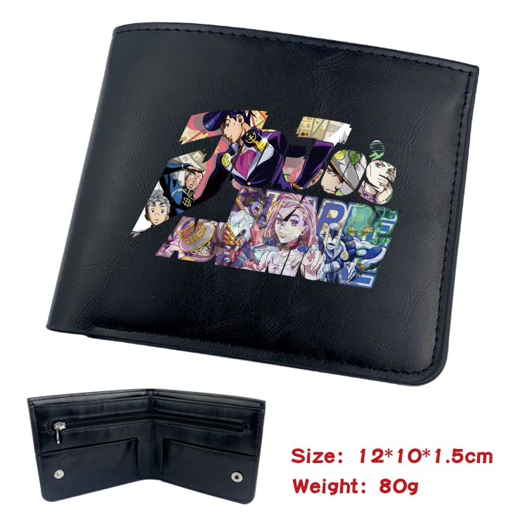 JoJos Bizarre Adventure Animation soft leather inner buckle black leather wallet 12X10X1.5CM