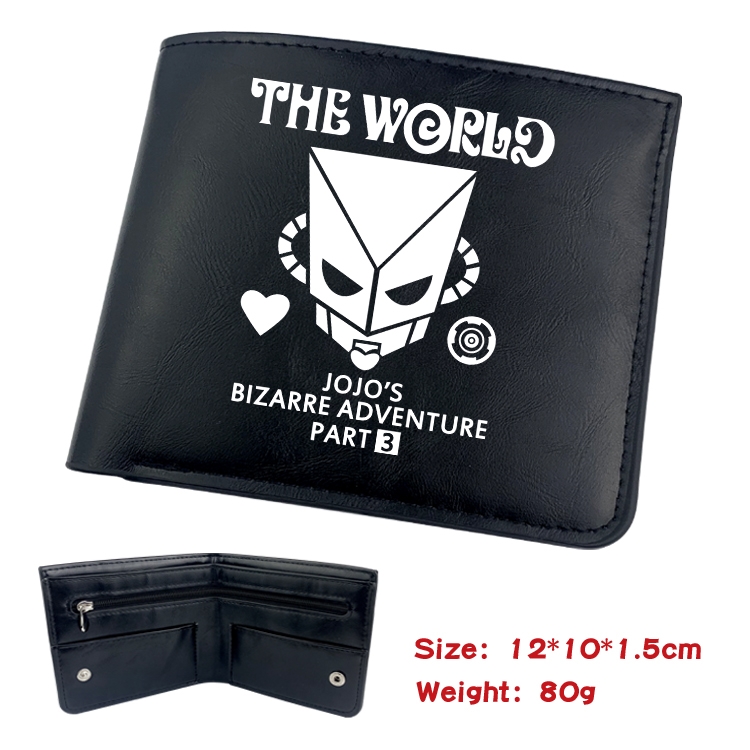 JoJos Bizarre Adventure Animation soft leather inner buckle black leather wallet 12X10X1.5CM