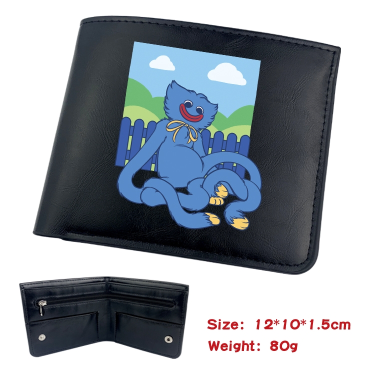 Poppy Playtime Animation soft leather inner buckle black leather wallet 12X10X1.5CM