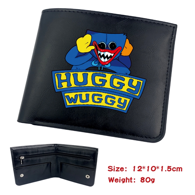 Poppy Playtime Animation soft leather inner buckle black leather wallet 12X10X1.5CM