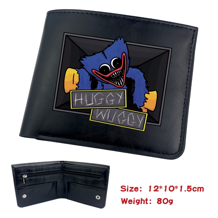 Poppy Playtime Animation soft leather inner buckle black leather wallet 12X10X1.5CM