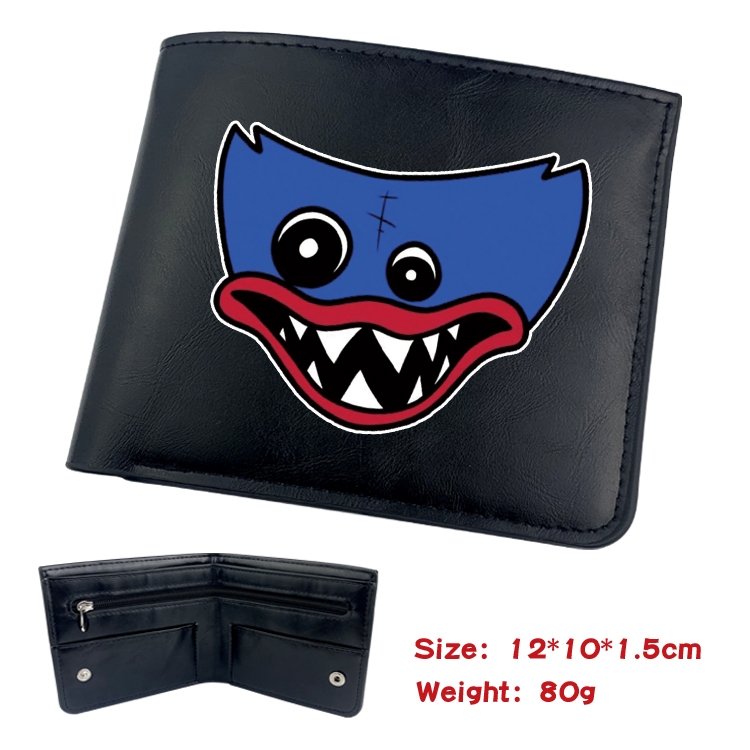 Poppy Playtime Animation soft leather inner buckle black leather wallet 12X10X1.5CM