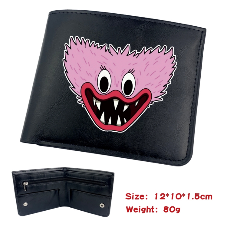 Poppy Playtime Animation soft leather inner buckle black leather wallet 12X10X1.5CM