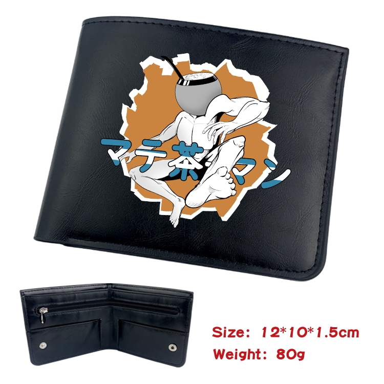 Chainsaw man Animation soft leather inner buckle black leather wallet 12X10X1.5CM