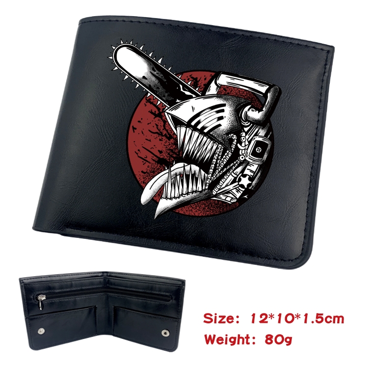 Chainsaw man Animation soft leather inner buckle black leather wallet 12X10X1.5CM