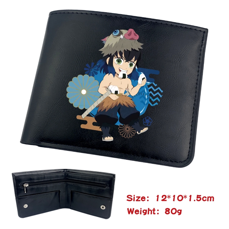 Demon Slayer Kimets  Animation soft leather inner buckle black leather wallet 12X10X1.5CM