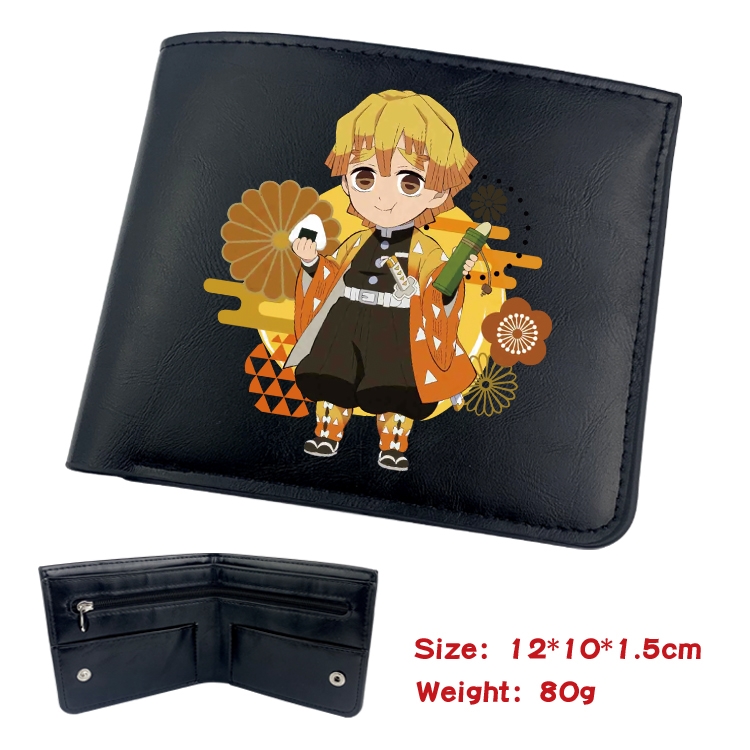 Demon Slayer Kimets  Animation soft leather inner buckle black leather wallet 12X10X1.5CM