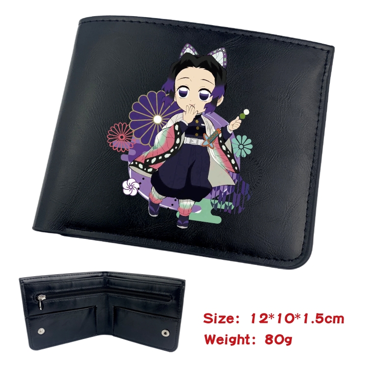 Demon Slayer Kimets  Animation soft leather inner buckle black leather wallet 12X10X1.5CM