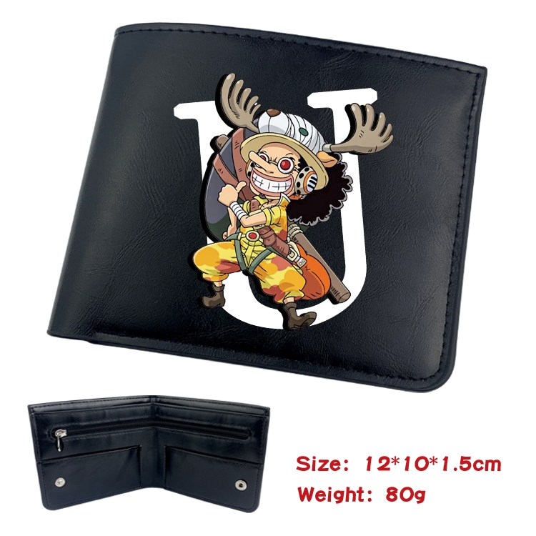 One Piece Animation soft leather inner buckle black leather wallet 12X10X1.5CM