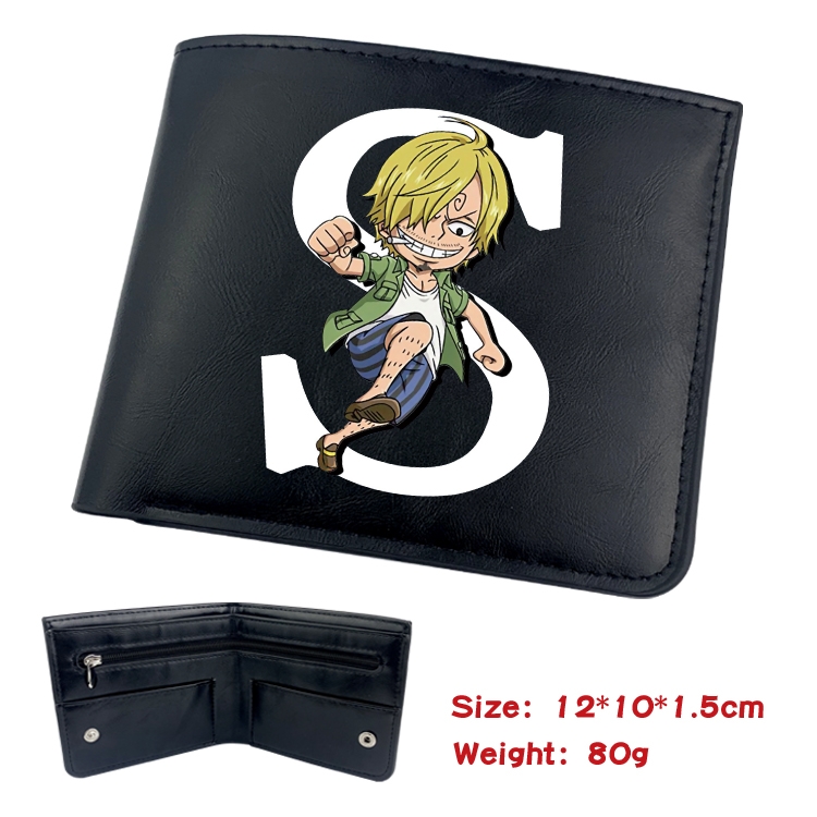 One Piece Animation soft leather inner buckle black leather wallet 12X10X1.5CM