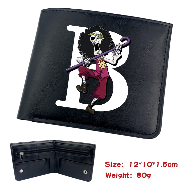 One Piece Animation soft leather inner buckle black leather wallet 12X10X1.5CM